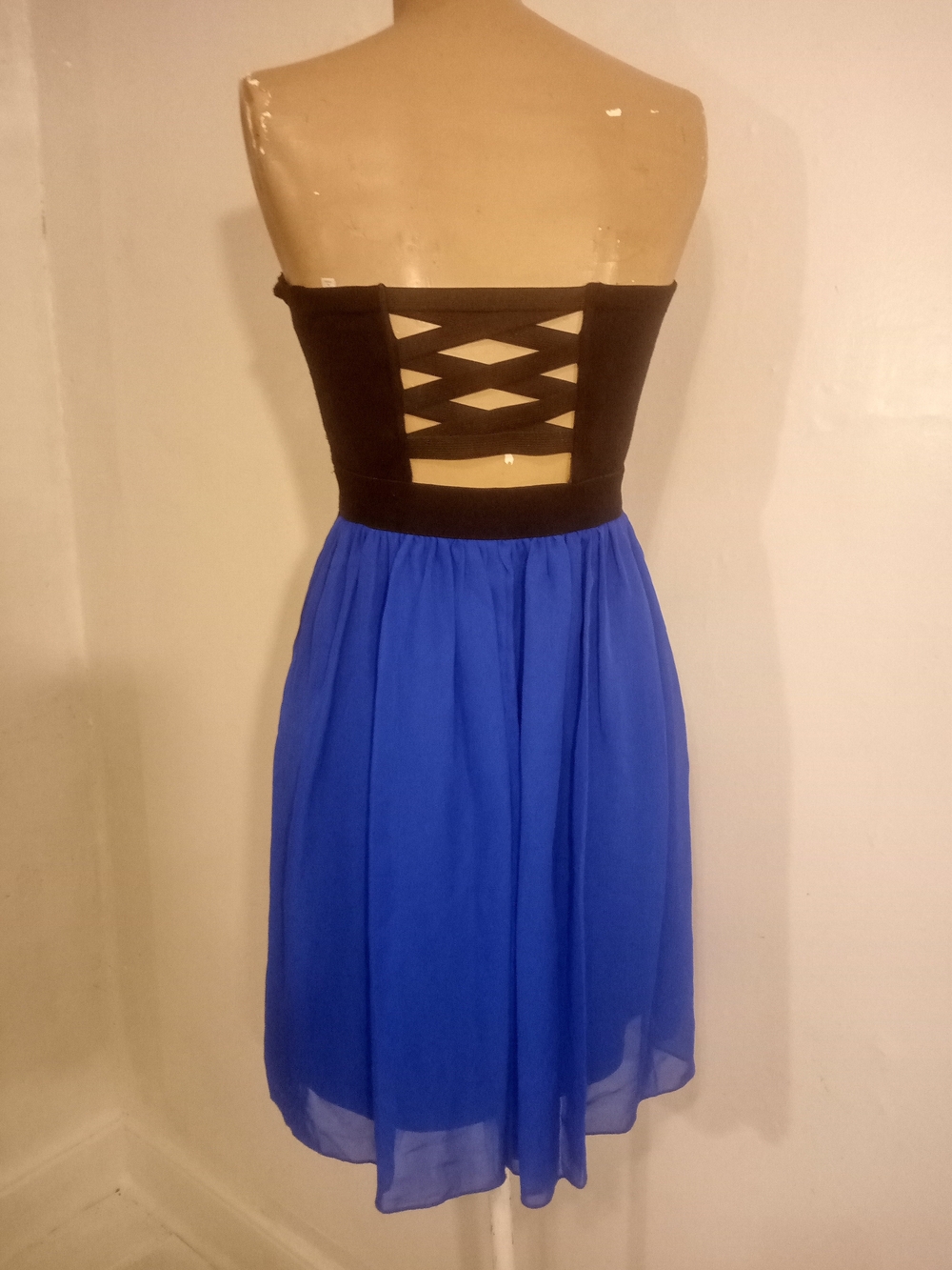 Charlotte Russe Strapless Black Bodice with Royal Blue Skirt Dress
